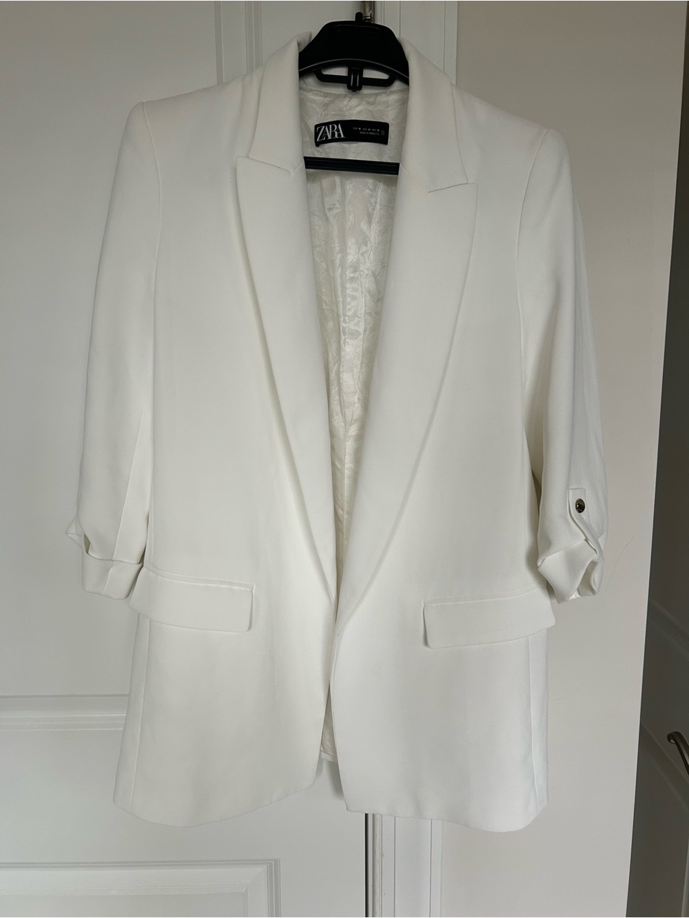 Zara Cream Notch-Lapel Blazer Jacket